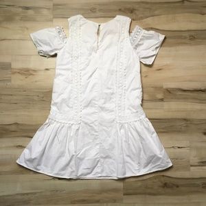Moon river white frilly lace poofy sleeve dress